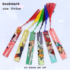 6pcs/set One Piece Cartoon Anime Alloy Bookmark