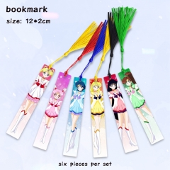 6pcs/set Pretty Soldier Sailor Moon Cartoon Anime Alloy Bookmark