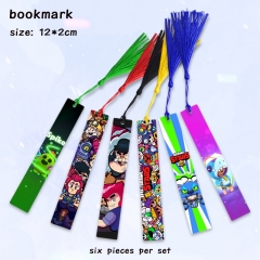 2 Styles 6pcs/set Brawl Stars Cartoon Anime Alloy Bookmark