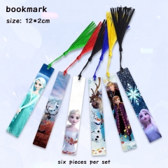 2 Styles 6pcs/set Frozen Cartoon Anime Alloy Bookmark
