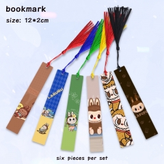 3 Styles 6pcs/set POP MART Labubu Cartoon Anime Alloy Bookmark