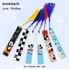 6pcs/set Mickey Minnie Mouse Cartoon Anime Alloy Bookmark