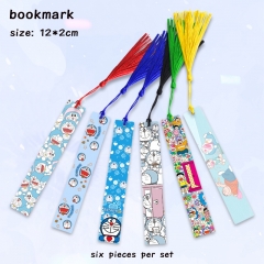 2 Styles 6pcs/set Doraemon Cartoon Anime Alloy Bookmark