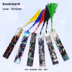 2 Styles 6pcs/set Mobile Suit Gundam Cartoon Anime Alloy Bookmark