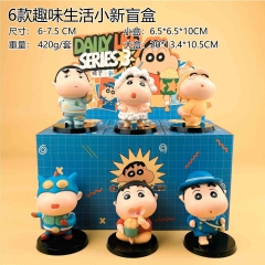 6PCS/SET 6-7.5cm Crayon Shin-chan Cartoon Blind Box Anime PVC Figure Toy