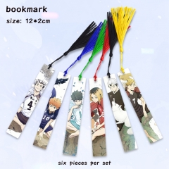 2 Styles 6pcs/set Haikyuu Cartoon Anime Alloy Bookmark
