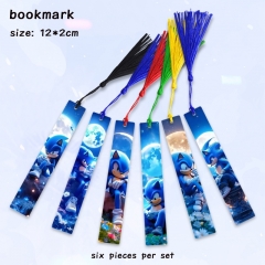6pcs/set Sonic the Hedgehog Cartoon Anime Alloy Bookmark