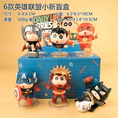 6PCS/SET 6-8.8cm League of Legends Crayon Shin-chan Cartoon Blind Box Anime PVC Figure Toy