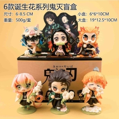 6PCS/SET 6-8.5cm Demon Slayer: Kimetsu no Yaiba Cartoon Blind Box Anime PVC Figure Toy