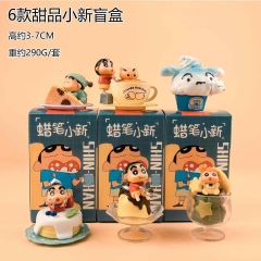 6PCS/SET 3-7cm Crayon Shin-chan Cartoon Blind Box Anime PVC Figure Toy
