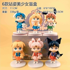6 Styles 9-11cm Pretty Soldier Sailor Moon Cartoon Blind Box Anime PVC Figure Toy