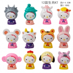 12PCS/SET 4CM Hello Kitty Cartoon Toy Anime PVC Figures