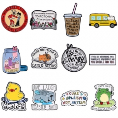 11 Styles English Quotes Anime Alloy Pin Brooch