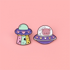 2 Styles UFO IT Pig Anime Alloy Pin Brooch