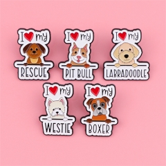 5 Styles Cartoon Cute Dog Anime Alloy Pin Brooch