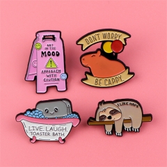 4 Styles Animal Quotes Anime Alloy Pin Brooch