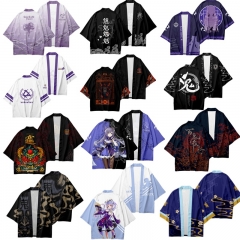 12 Styles Genshin Impact Cartoon Character Pattern Cosplay Color Printing Haori Cloak Anime Kimono