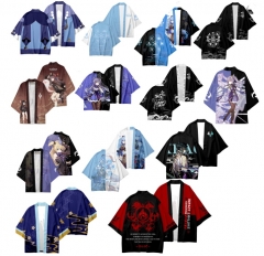 14 Styles Genshin Impact Cartoon Character Pattern Cosplay Color Printing Haori Cloak Anime Kimono