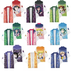 9 Styles Pretty Soldier Sailor Moon Cartoon Character Pattern Cosplay Color Printing Haori Cloak Anime Kimono