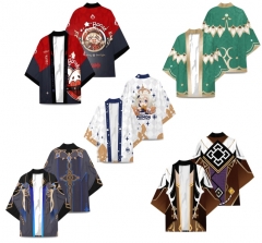 5 Styles Genshin Impact Cartoon Character Pattern Cosplay Color Printing Haori Cloak Anime Kimono