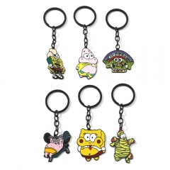6 Styles SpongeBob SquarePants Cartoon Anime Alloy Keychain
