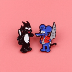 2 Styles Double Sided Mouse Anime Alloy Pin Brooch