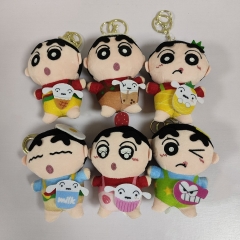 10CM 6PCS/SET Crayon Shin-chan Cartoon Anime Plush Toy Pendant