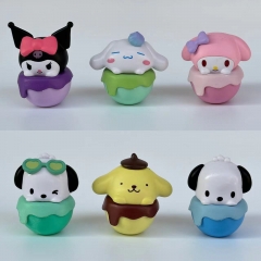 6-7cm 6pcs/set Sanrio My Melody Kuromi pompompurin Cinnamoroll Cartoon Anime PVC Figure