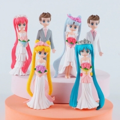 6款PVC美少女战士公仔摆件 婚纱礼服情侣 蛋糕车载摆件装饰品