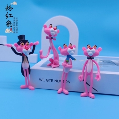 4pcs/set Pink Panther Cartoon Anime PVC Figure