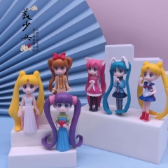6pcs/set Pretty Soldier Sailor Moon Cartoon Anime PVC Figure