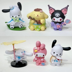 9.5cm 6pcs/set Sanrio My Melody Kuromi Cartoon Anime PVC Figure