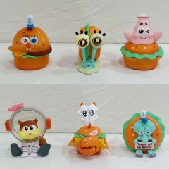 5.5-7.8cm 6pcs/set SpongeBob SquarePants Cartoon Anime PVC Figure