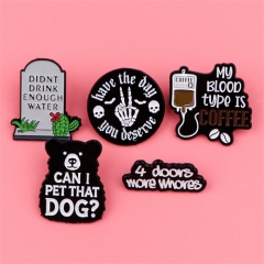 5 Styles Little Bear Skull Quotations Anime Alloy Pin Brooch