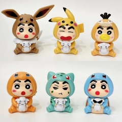 6.5-8.5cm 6pcs/set Crayon Shin-chan Cartoon Anime PVC Figure