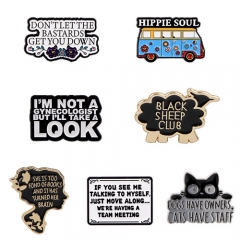 6 Styles English Quotes Anime Alloy Pin Brooch