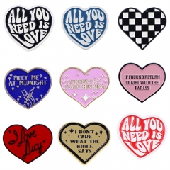 8 Styles English Multi Colored Love Anime Alloy Pin Brooch