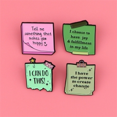 4 Styles Inspirational Quotes Anime Alloy Pin Brooch