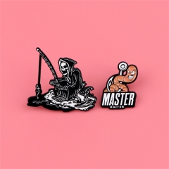 2 Styles Fishing Earthworm Anime Alloy Pin Brooch