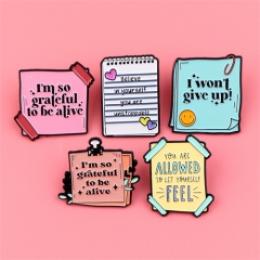 5 Styles Inspirational Quotes Anime Alloy Pin Brooch