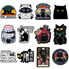 12 Styels Cartoon Black Cat Anime Alloy Pin Brooch