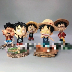 15cm海贼王手办摆件五种姿态初心草帽小子童年小路飞手办周边模型无盒