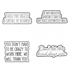 3 Styels Creative English Quotes Anime Alloy Pin Brooch