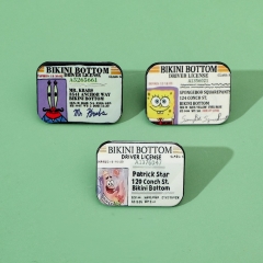 欧美卡通创意个性海绵宝宝金属徽章派大星蟹老板合金滴油胸针配饰