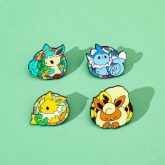 4 Styles Pokemon Cartoon Pin Anime Alloy Brooch