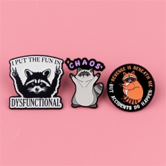 3 Styels Little Raccoon Anime Alloy Pin Brooch