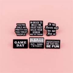 6 Styels English Quotations Anime Alloy Pin Brooch