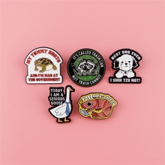 5 Styels Dog Raccoon Shrimp Goose Frog Anime Alloy Pin Brooch