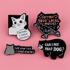 4 Styels Animal Quotes Anime Alloy Pin Brooch