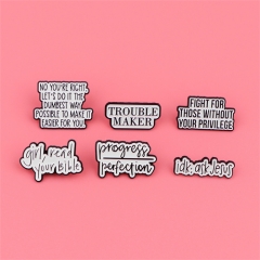 6 Styels English Quotations Anime Alloy Pin Brooch